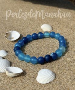 Pulsera de ágata azul rayada