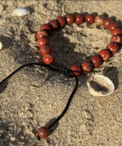 bracelet réglable de perles de jaspe rouge 
