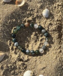 bracelet de perles agate mousse