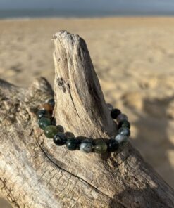 bracelet de perles agate mousse 