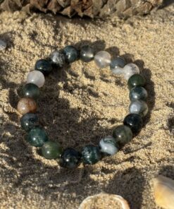 bracelet de perles agate mousse 