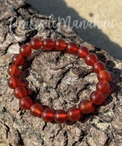 bracelet cornaline pierre naturelle perle bois