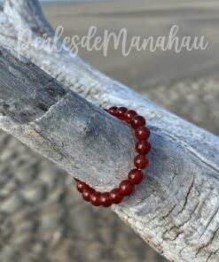bracelet cornaline pierre naturelle perle bois flotté