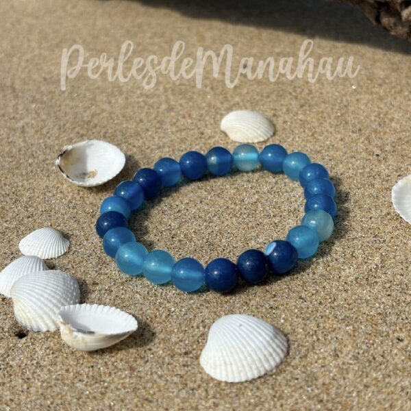 Pulsera de ágata azul rayada
