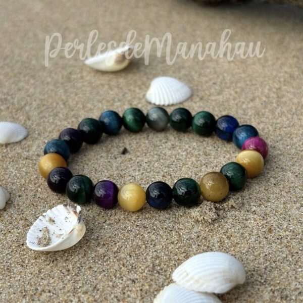 Pulsera de ojo de tigre multicolor